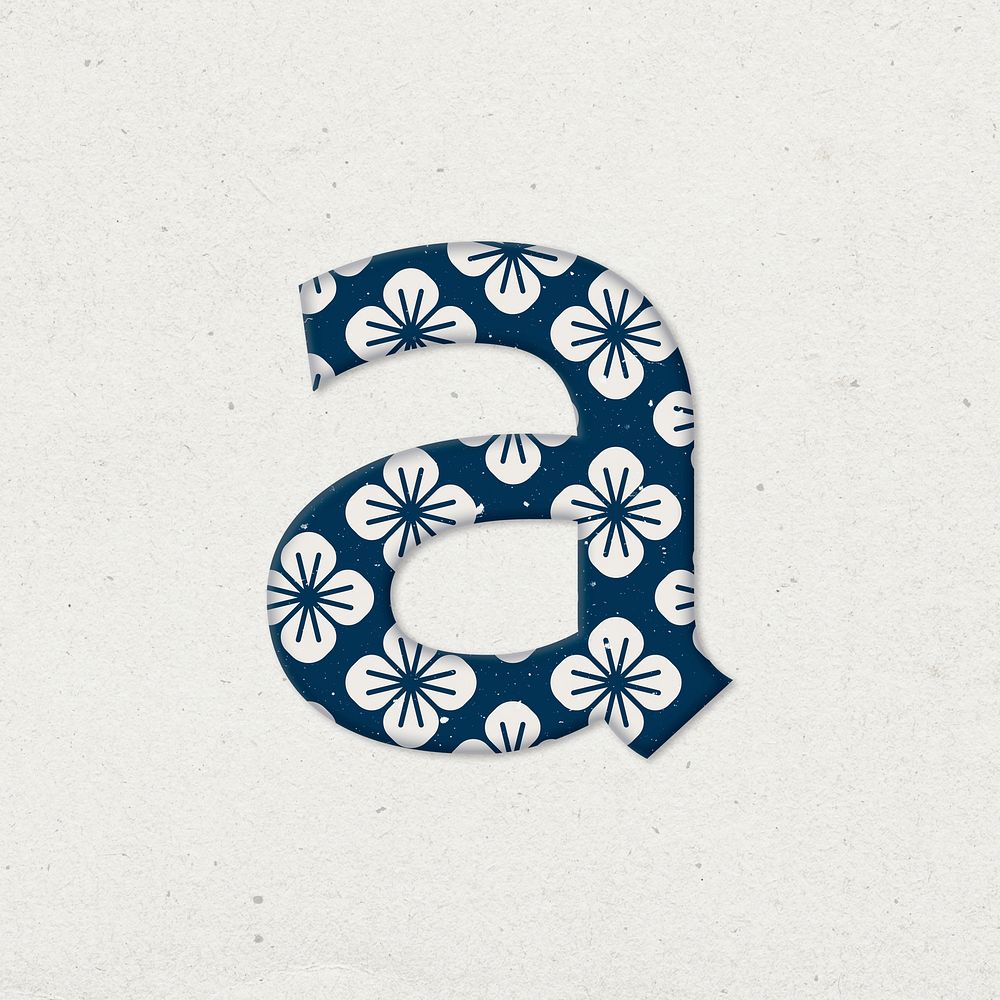 Japanese floral letter a psd pattern typography