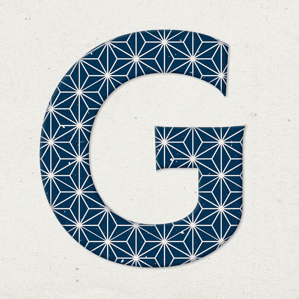 Asanoha letter g Japanese psd blue pattern typography