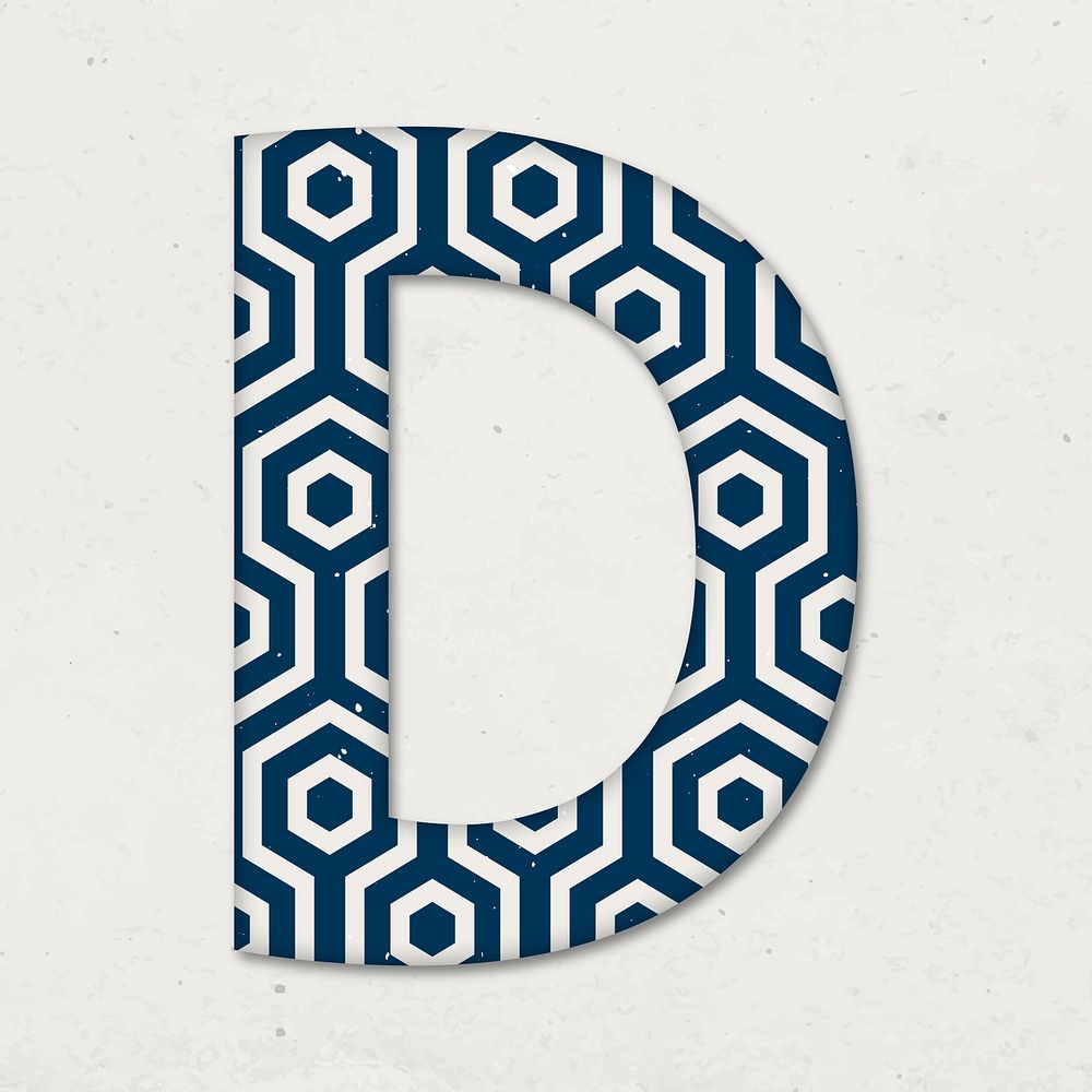 Kikko letter d Japanese vector blue pattern typography