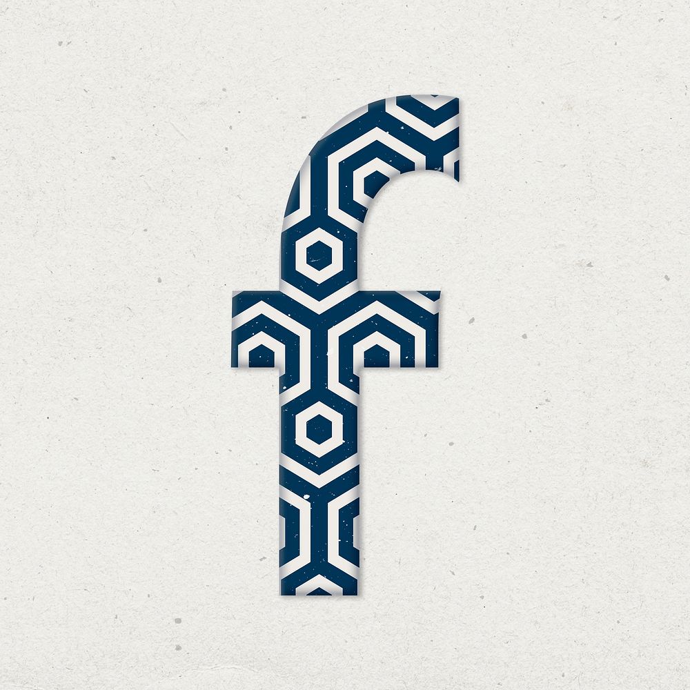 Kikko letter f Japanese psd blue pattern typography