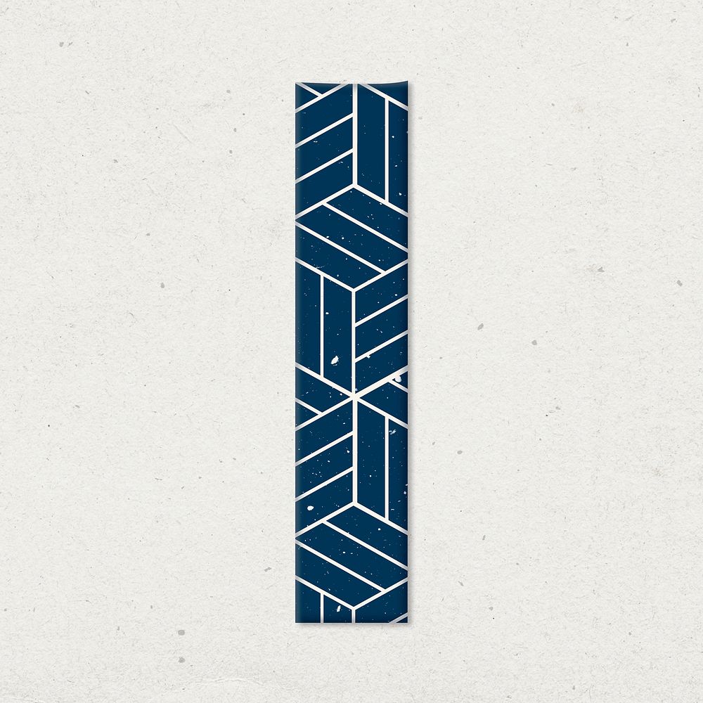 Letter i Japanese geometric psd blue pattern typography