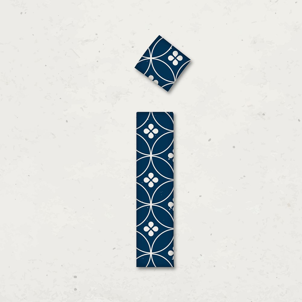 Shippo letter i Japanese vector blue pattern typography