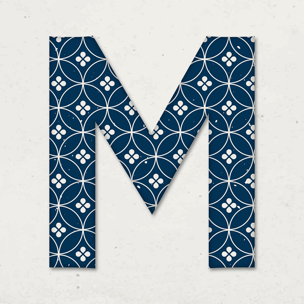 Shippo capital m Japanese vector blue pattern typography