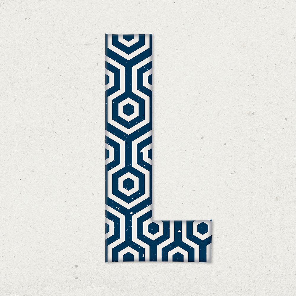 Kikko letter l Japanese psd blue pattern typography