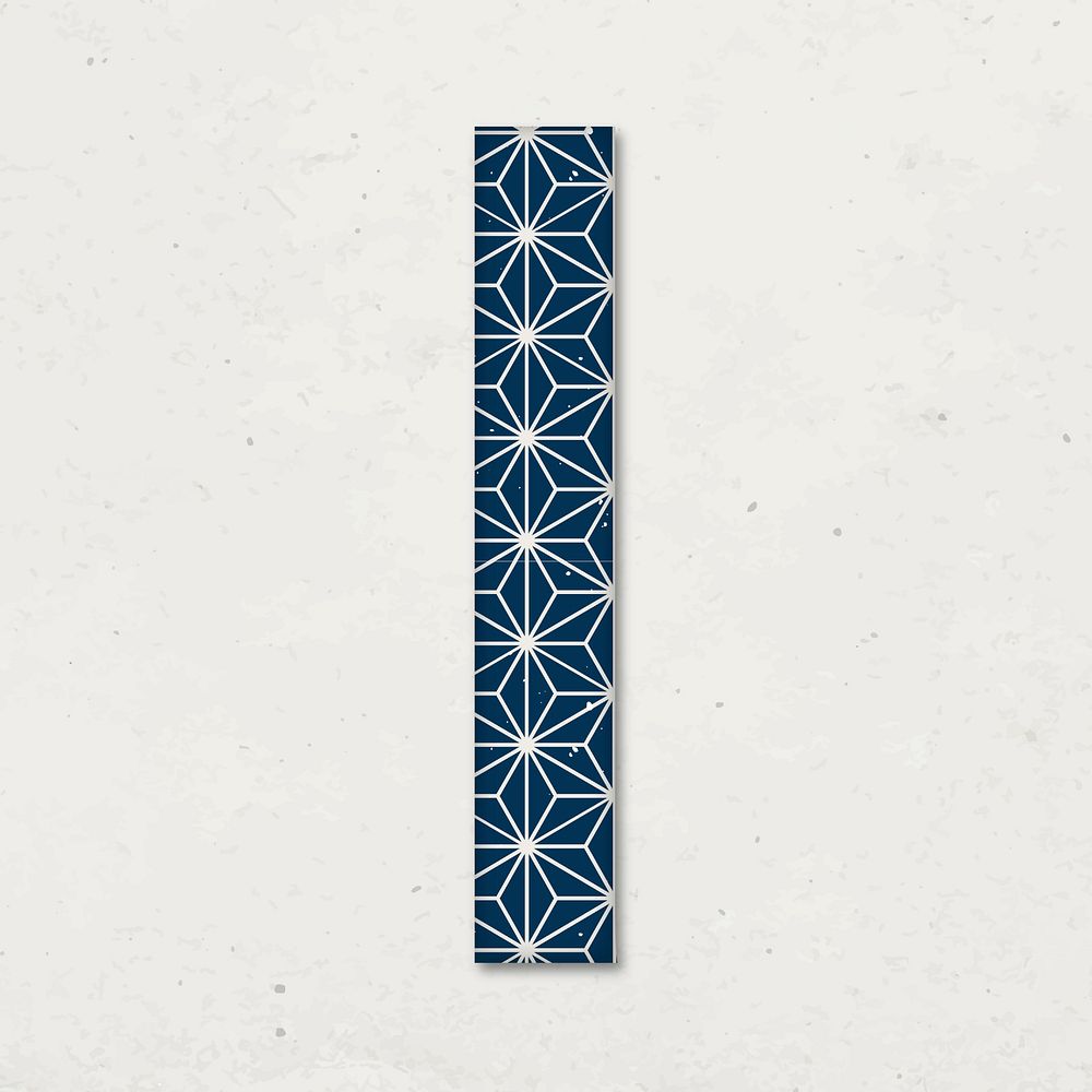 Asanoha letter i Japanese vector blue pattern typography