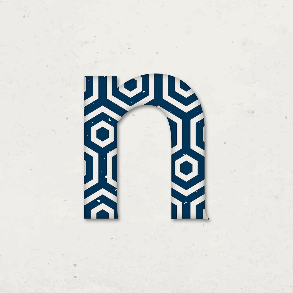 Kikko letter n Japanese vector blue pattern typography