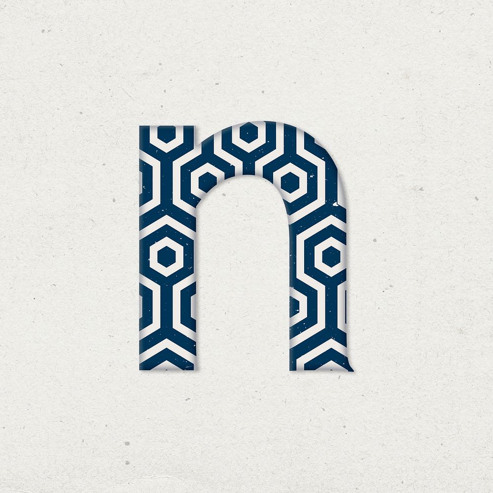 Kikko letter n Japanese psd blue pattern typography