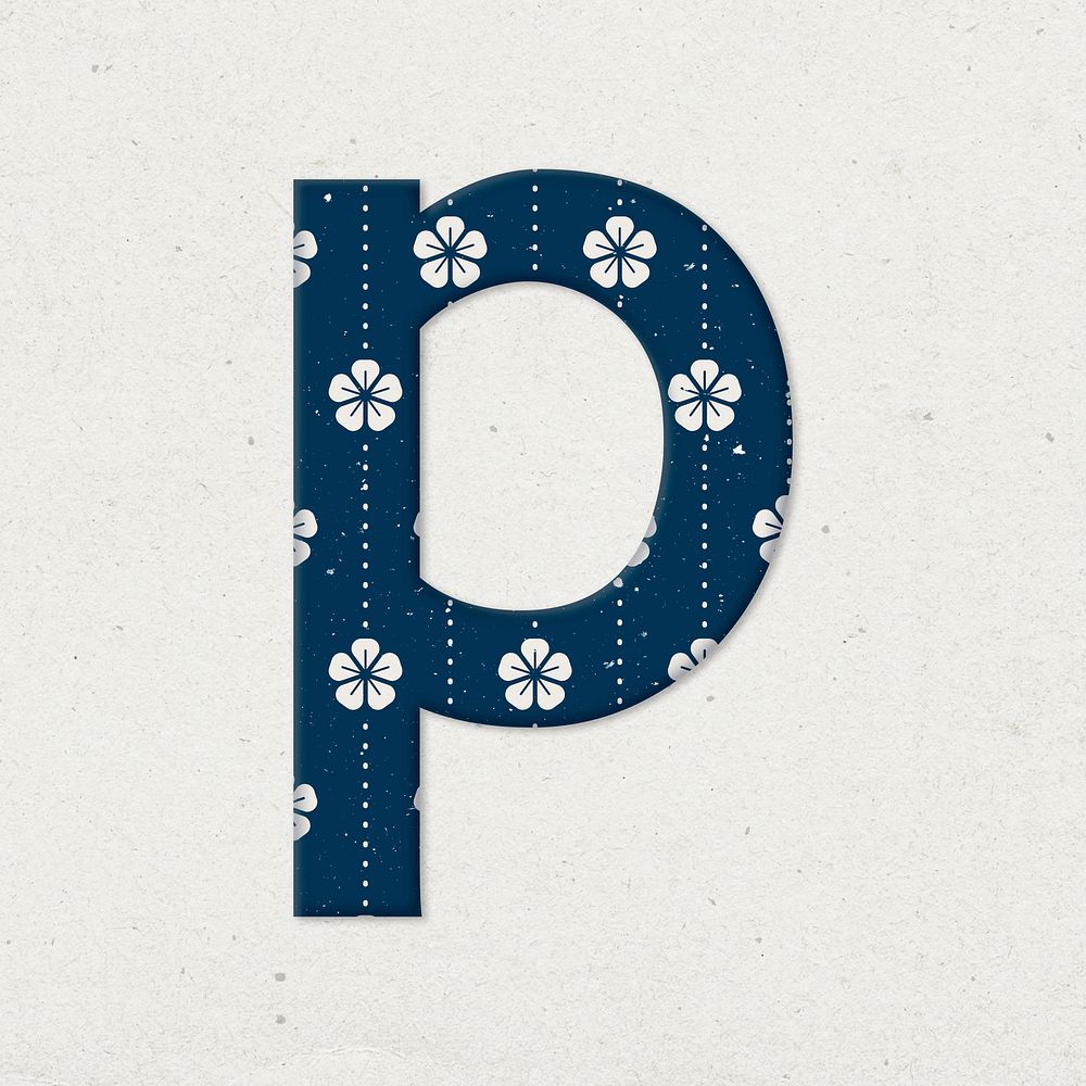 Ume letter p Japanese psd blue pattern typography