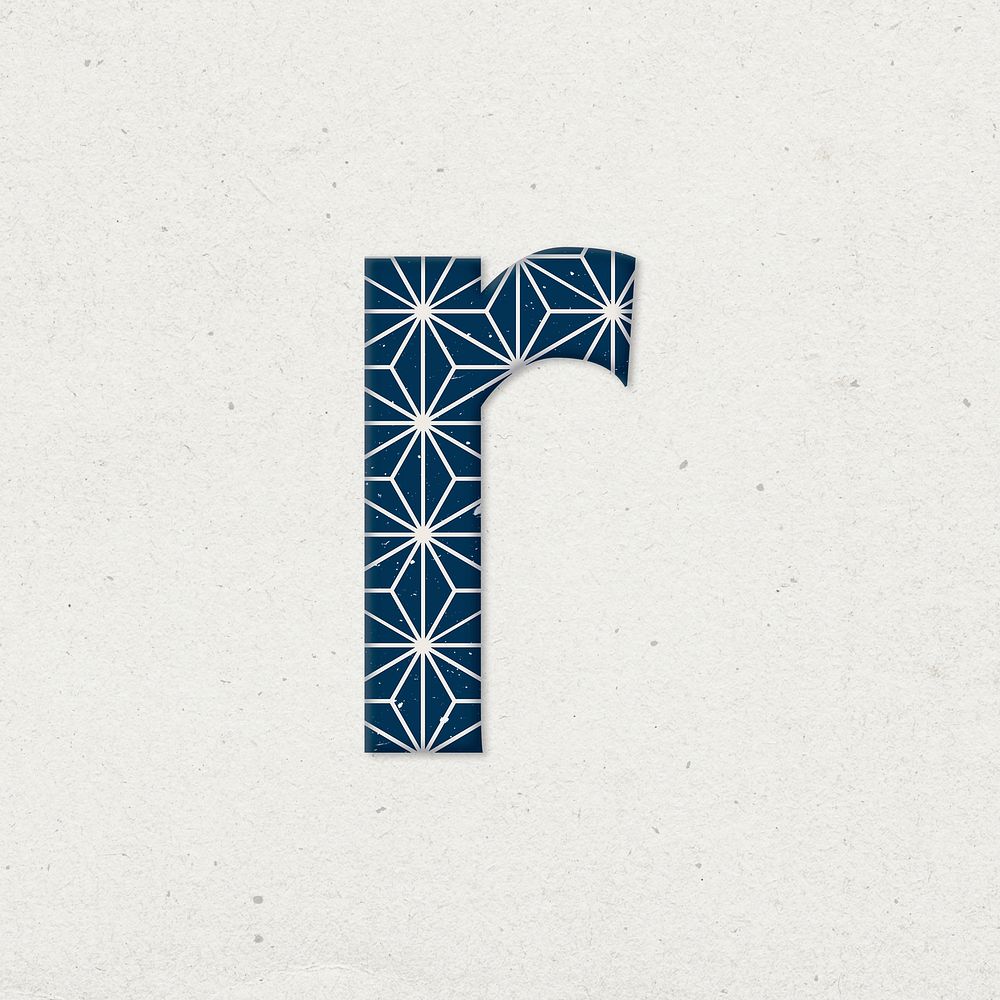 Asanoha letter r Japanese psd blue pattern typography