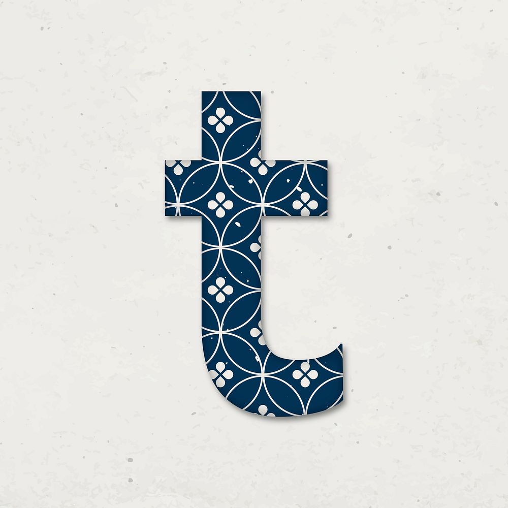 Shippo letter t Japanese vector blue pattern typography