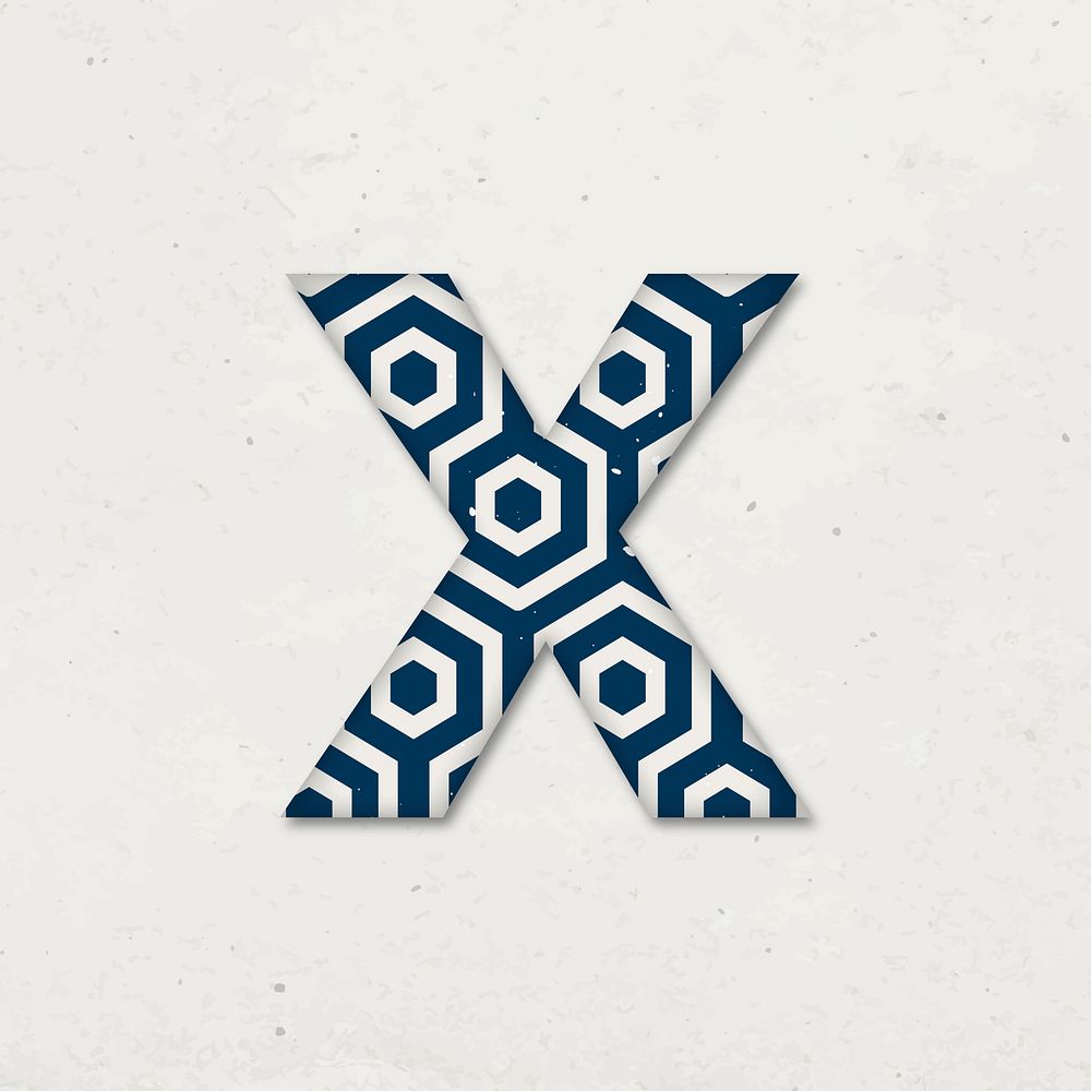 Kikko letter x Japanese vector blue pattern typography