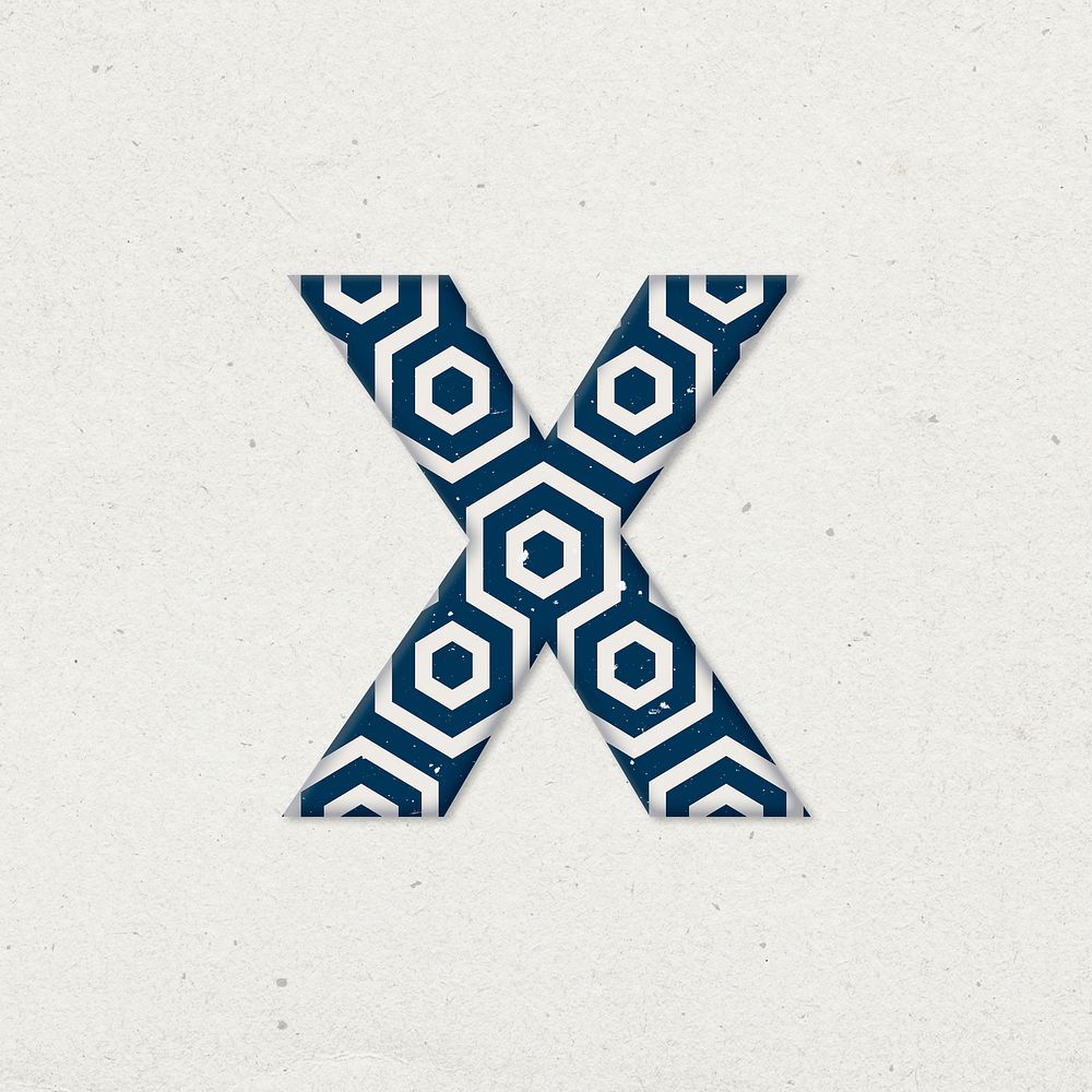 Kikko letter x Japanese psd blue pattern typography