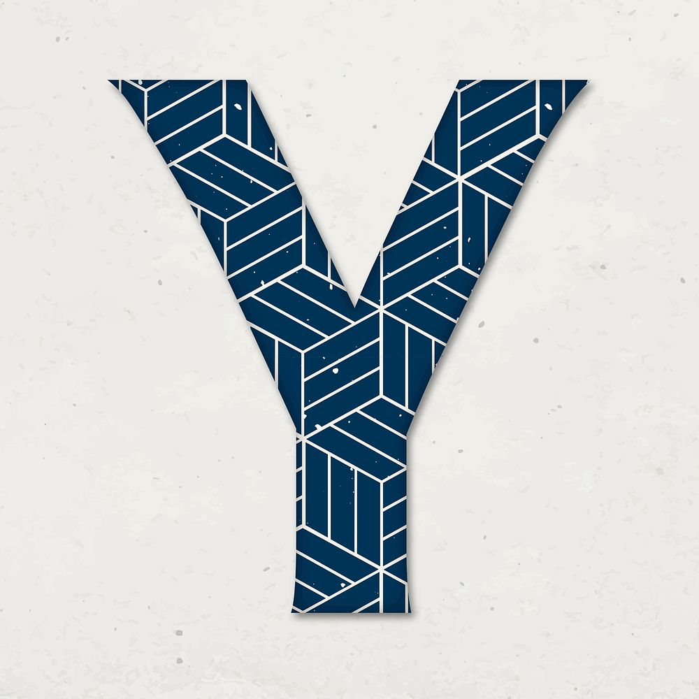 Letter y Japanese geometric vector blue pattern typography