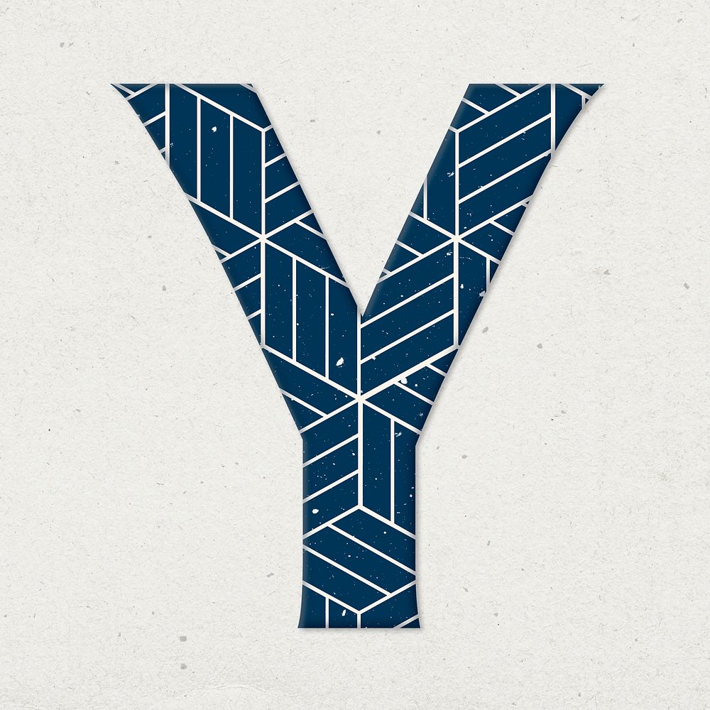 Letter y Japanese geometric psd blue pattern typography