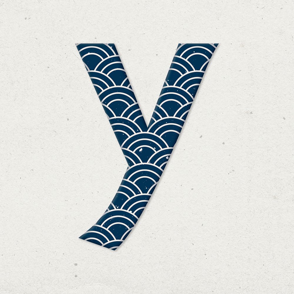 Seigaiha letter y Japanese psd blue pattern typography