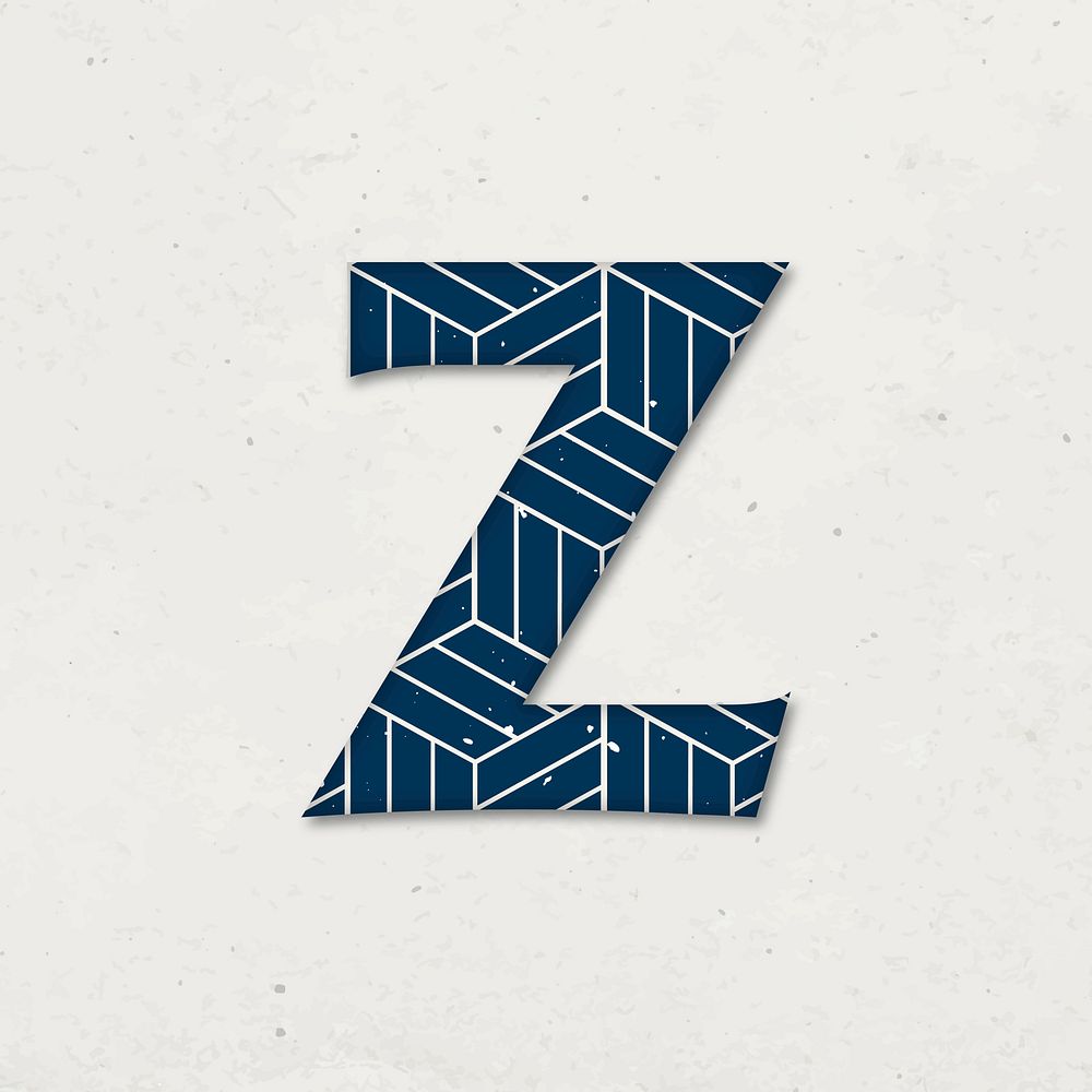 Letter z Japanese geometric vector blue pattern typography