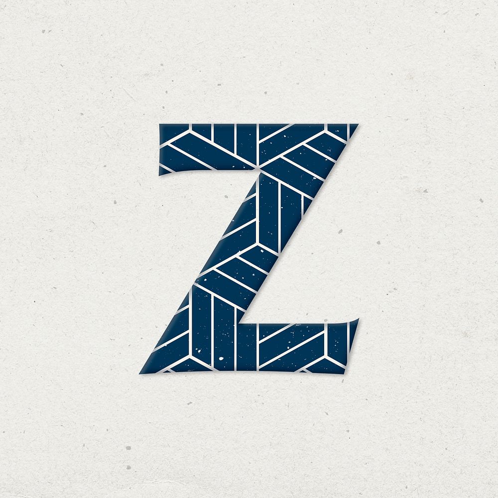 Letter z Japanese geometric psd blue pattern typography
