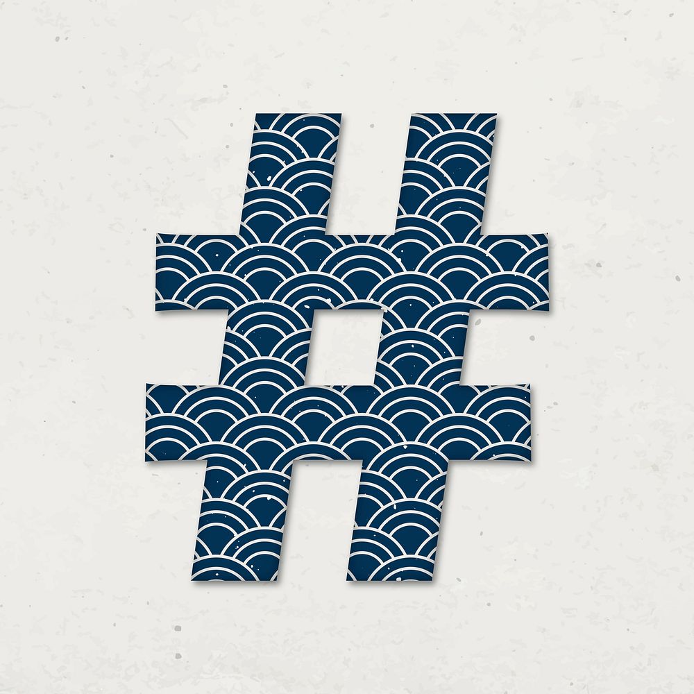 Vector hashtag japanese inspired pattern typography