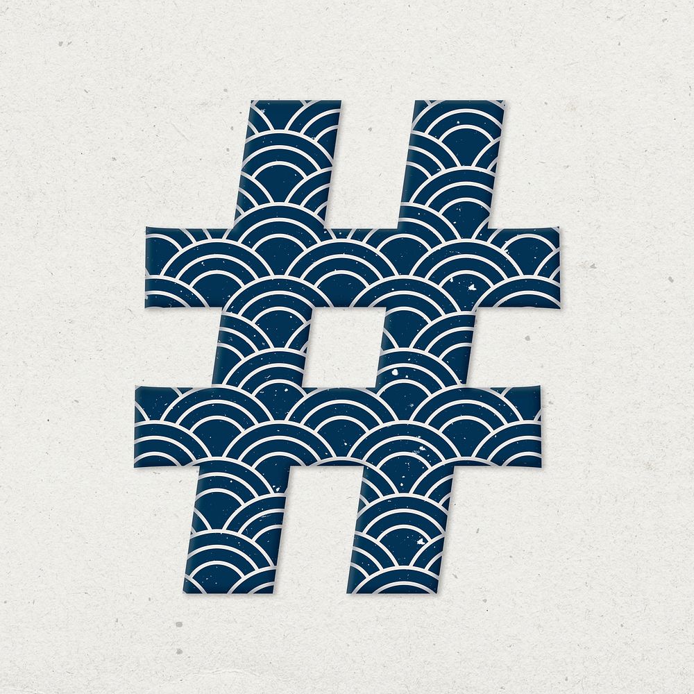 Psd hashtag japanese inspired pattern typography