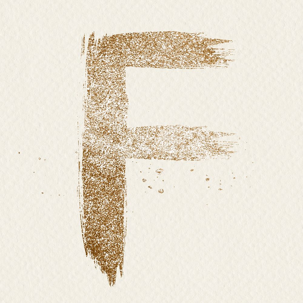 Gold f letter psd glitter brush typeface