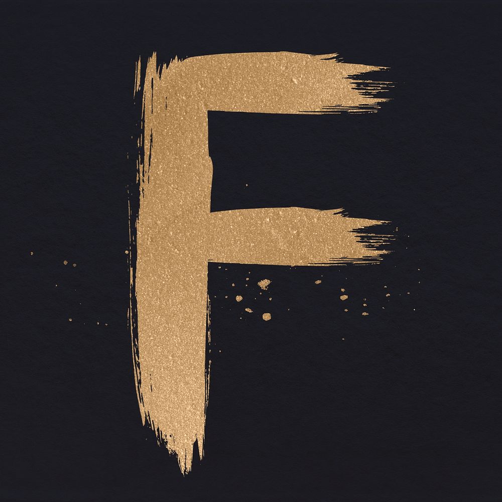 Brushed gold f letter psd typeface