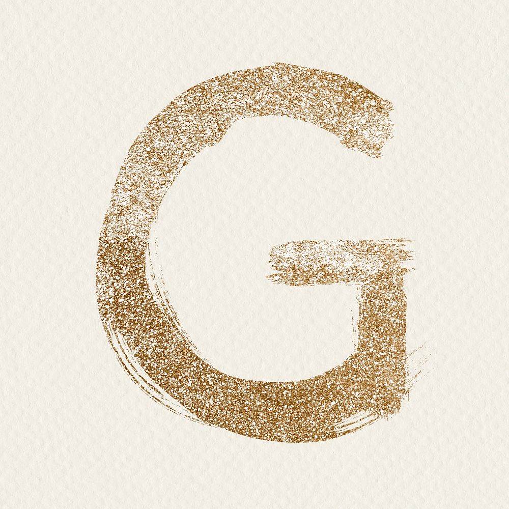 Gold g letter glitter brush psd typeface