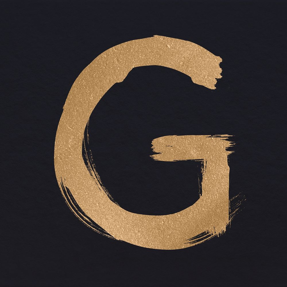 Brushed gold g psd letter typeface