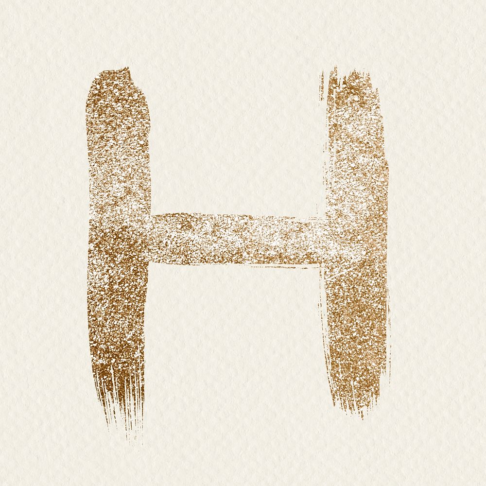 Gold h letter glitter psd brush typeface