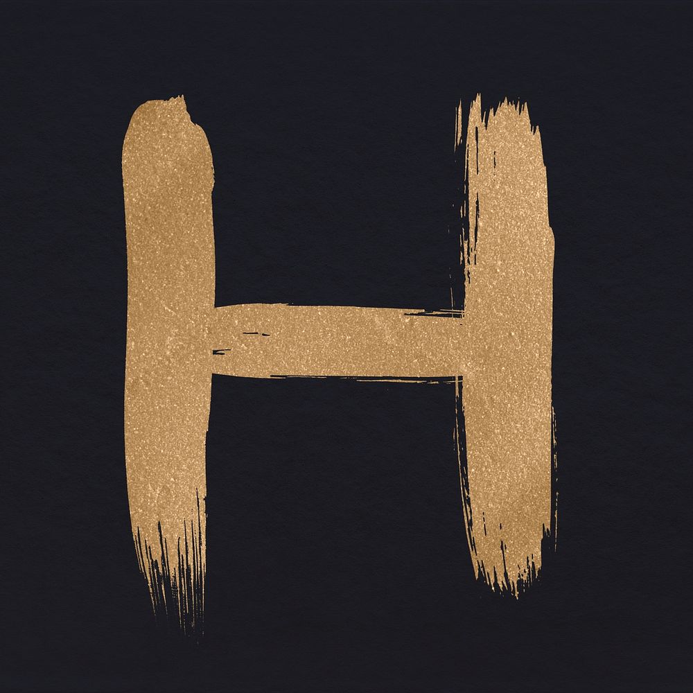 Brushed gold h psd letter typeface