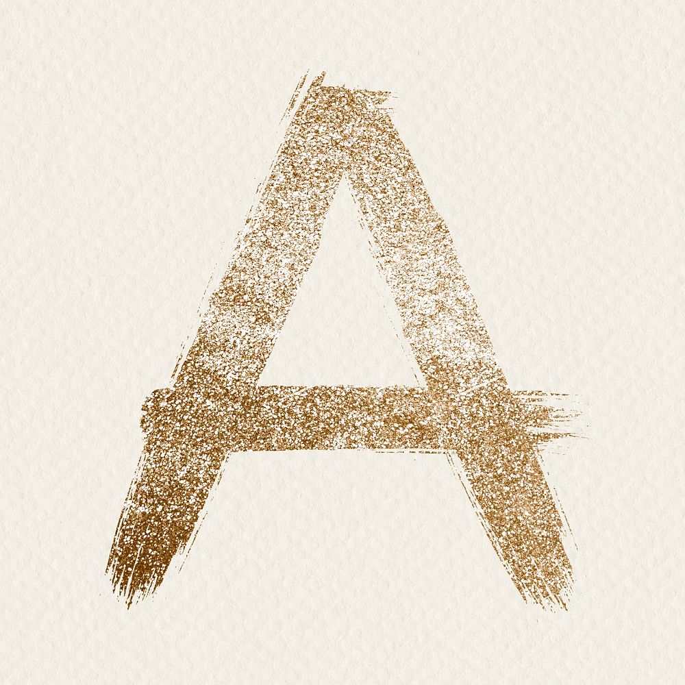 Gold a letter glitter psd brush typeface