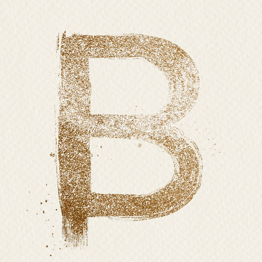 Gold b letter psd glitter brush typeface