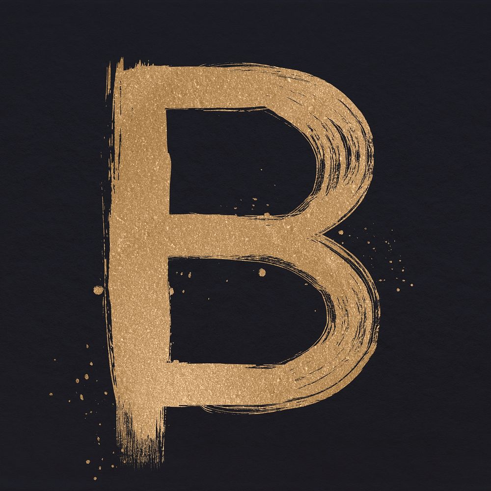 Brushed gold b letter psd typeface