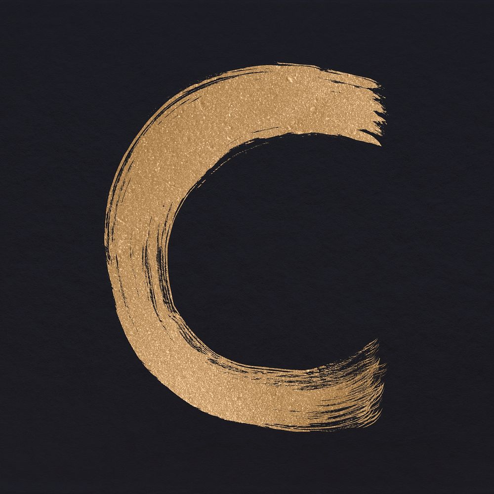 Brushed gold c letter psd typeface
