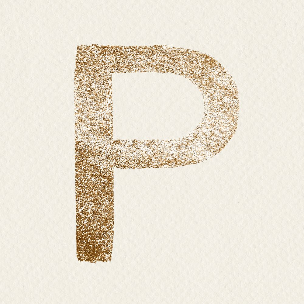Gold p letter psd glitter brush typeface