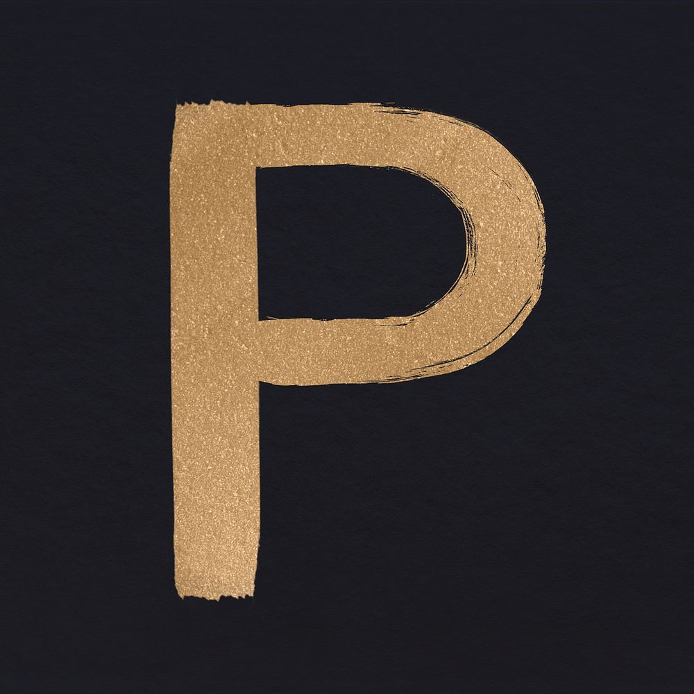 Brushed gold p letter psd typeface