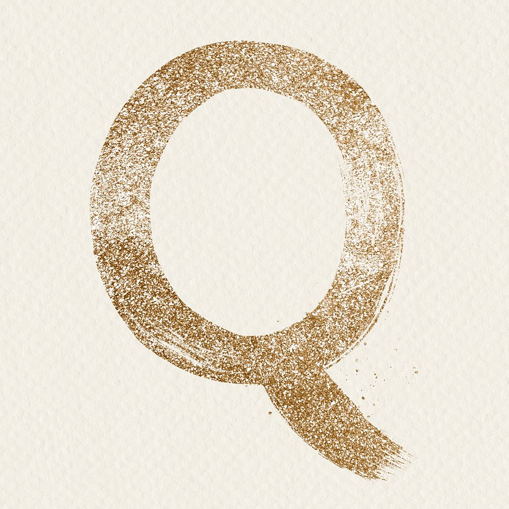 Gold q letter psd glitter brush typeface