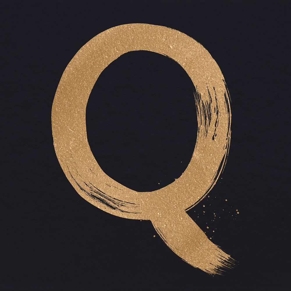 Brushed gold q letter psd typeface