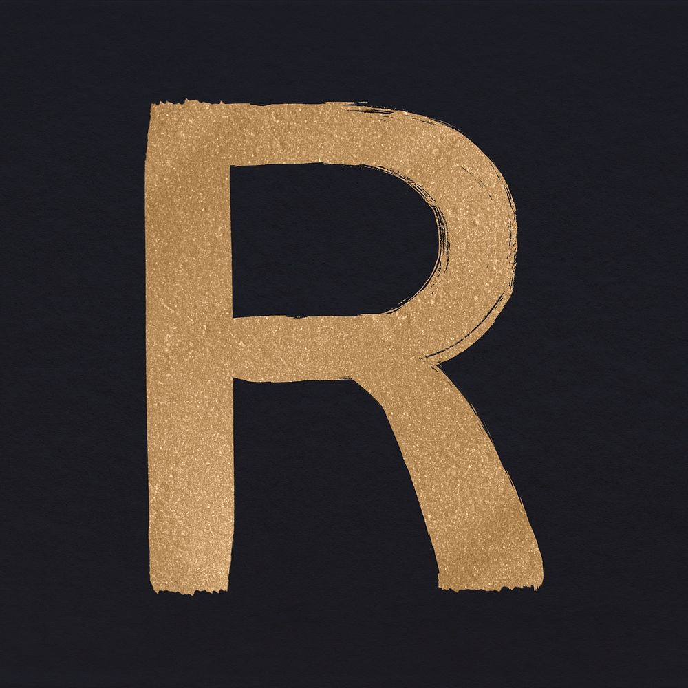 Brushed gold r psd letter typeface
