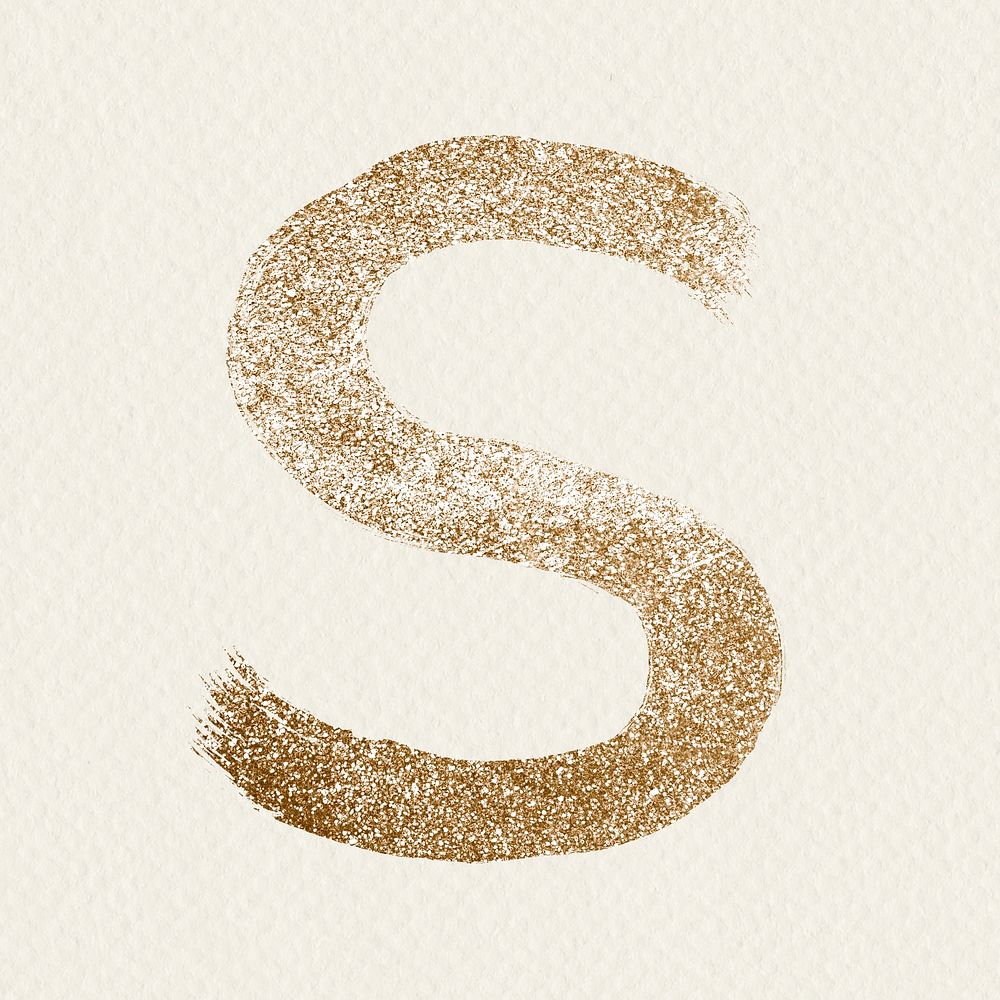 Gold s letter psd glitter brush typeface
