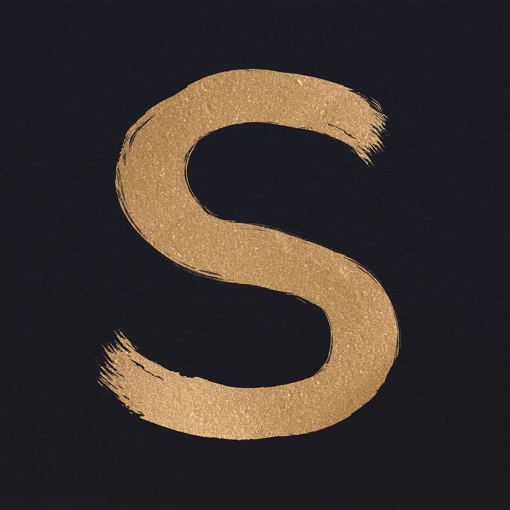 Brushed gold s letter psd typeface