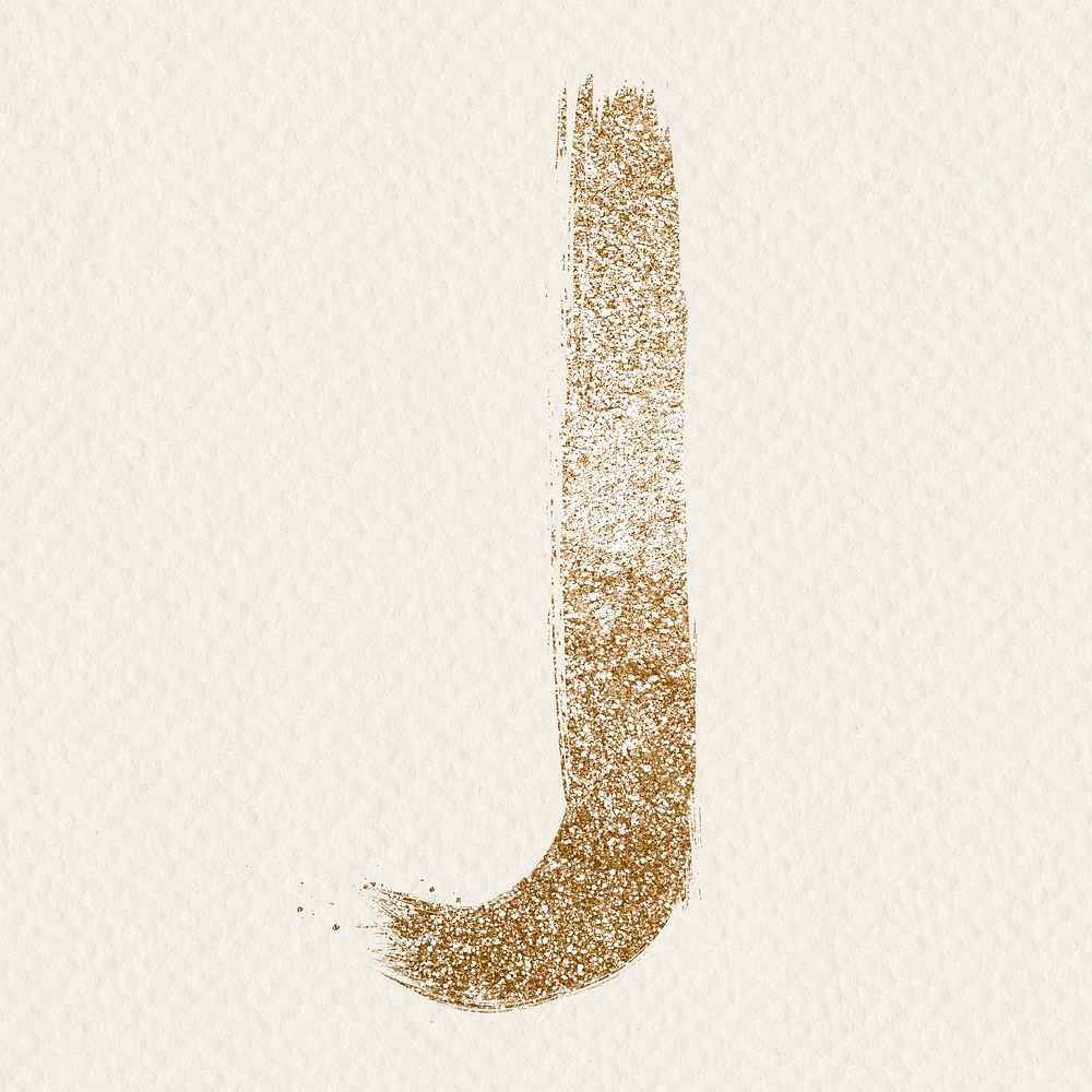 Gold j letter psd glitter brush typeface