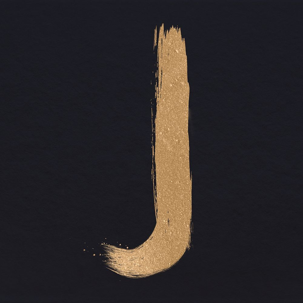 Brushed gold j psd letter typeface