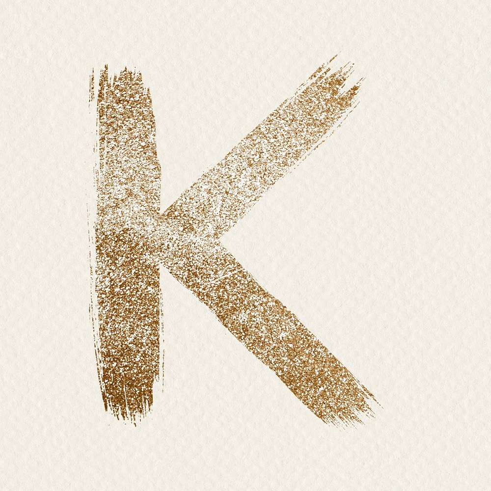 Gold k letter glitter psd brush typeface