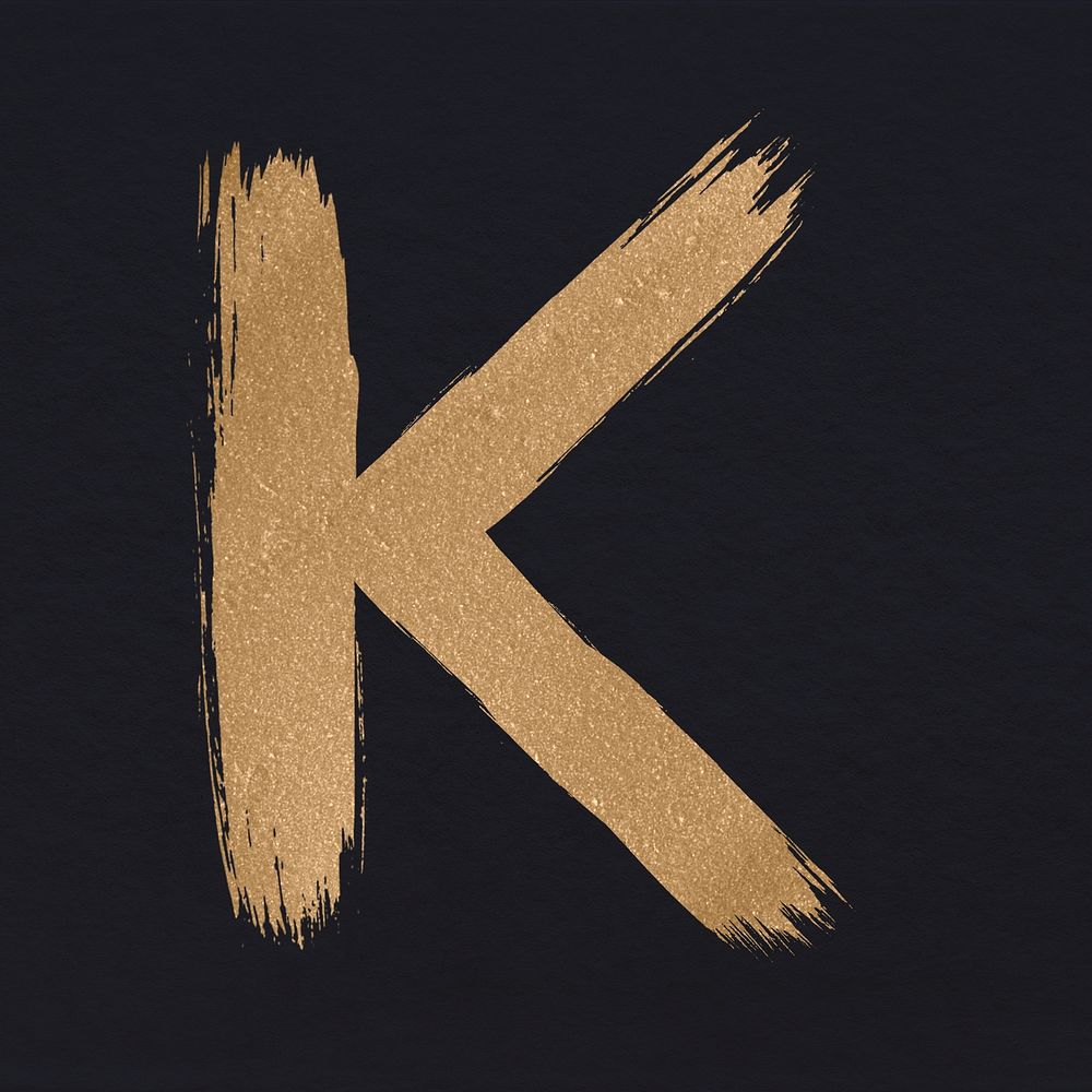 Brushed gold k letter psd typeface