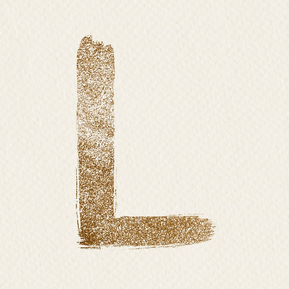 Gold l letter glitter psd brush typeface