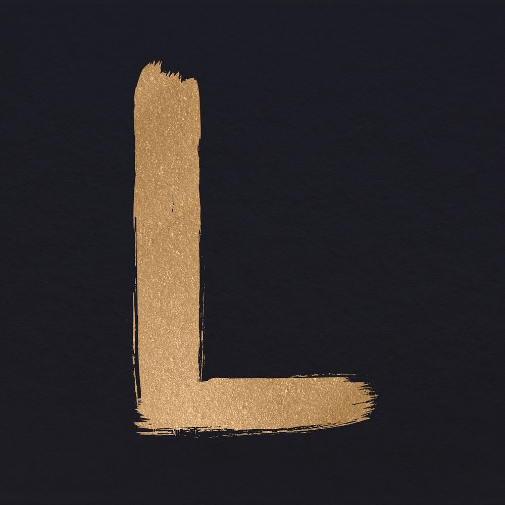 Brushed gold psd l letter typeface