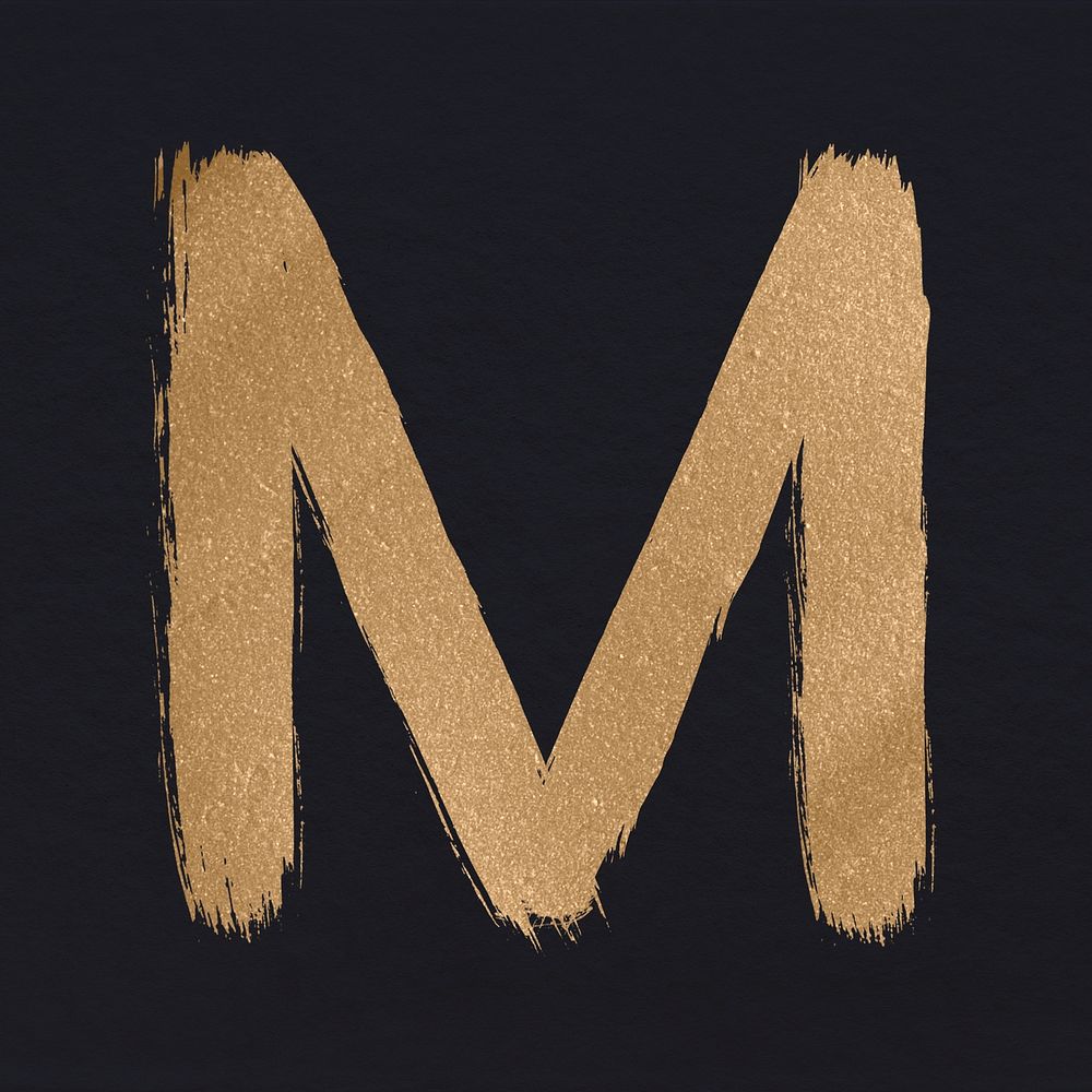 Brushed gold m psd letter typeface