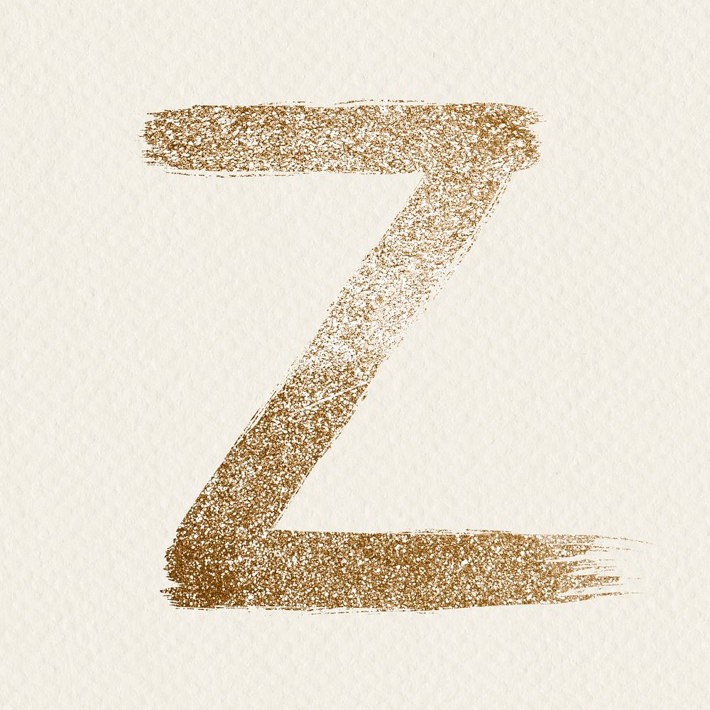 Gold z letter glitter psd brush typeface