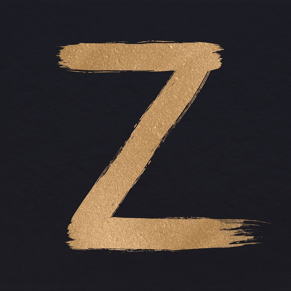Brushed gold z letter psd typeface