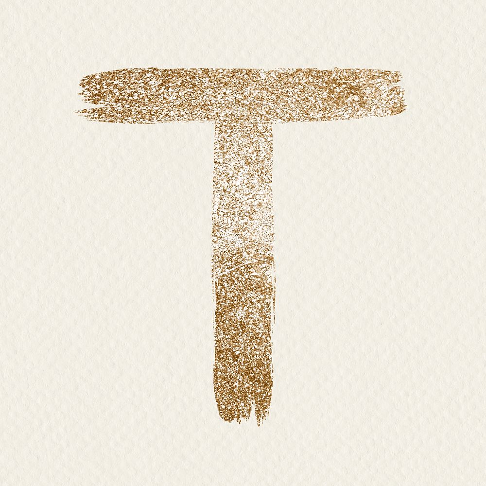 Gold t letter psd glitter brush typeface